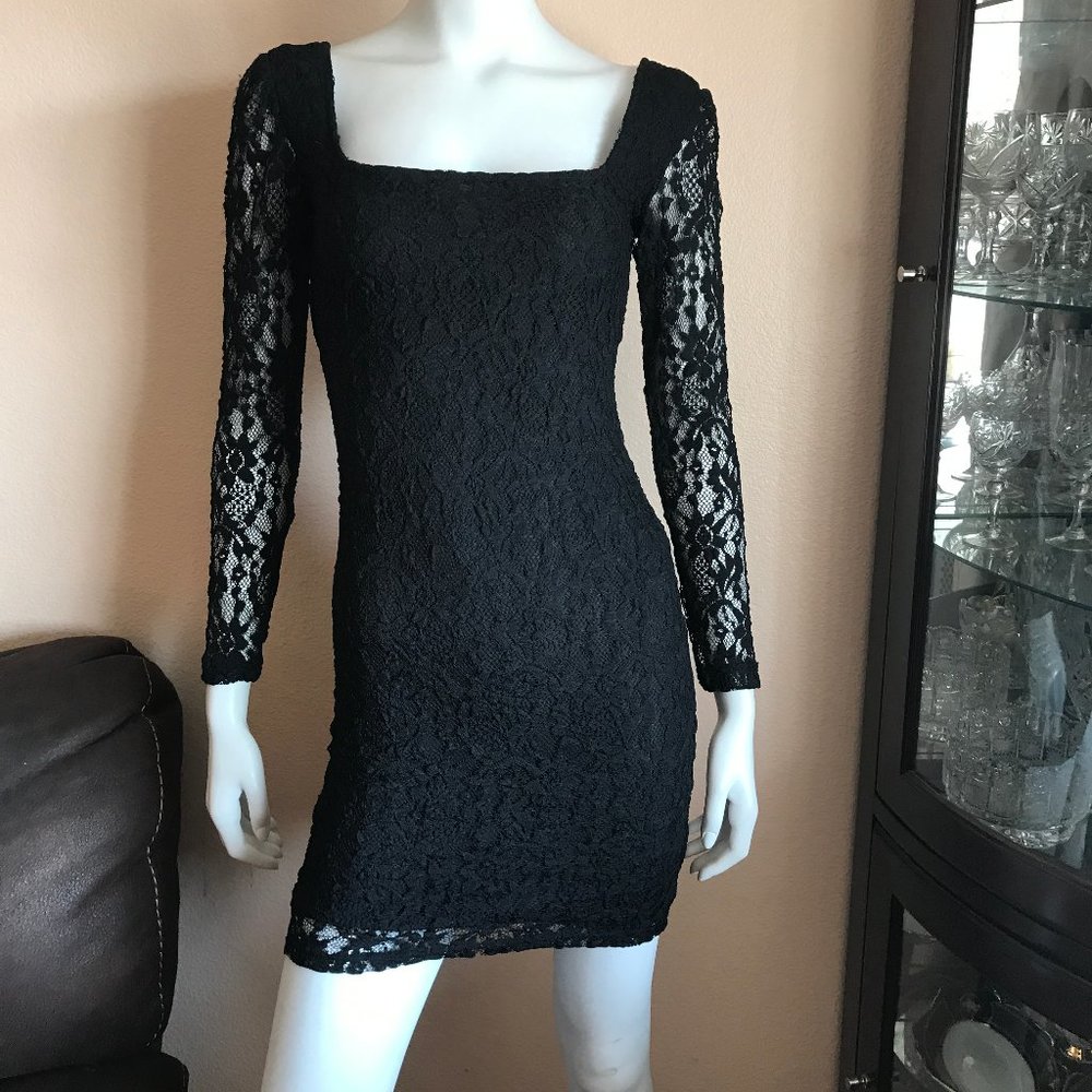 Urban Outfitters Black Lace Bodycon Dress Size XS - Picture 1 of 7